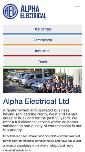Alpha Electrical Website - mobile