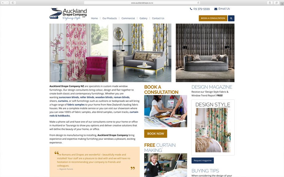 Auckland Drape Company Website